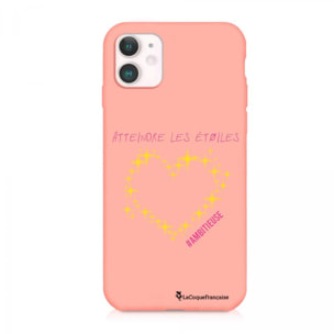 Coque iPhone 11 Silicone Liquide Douce corail Atteindre les étoiles La Coque Francaise.