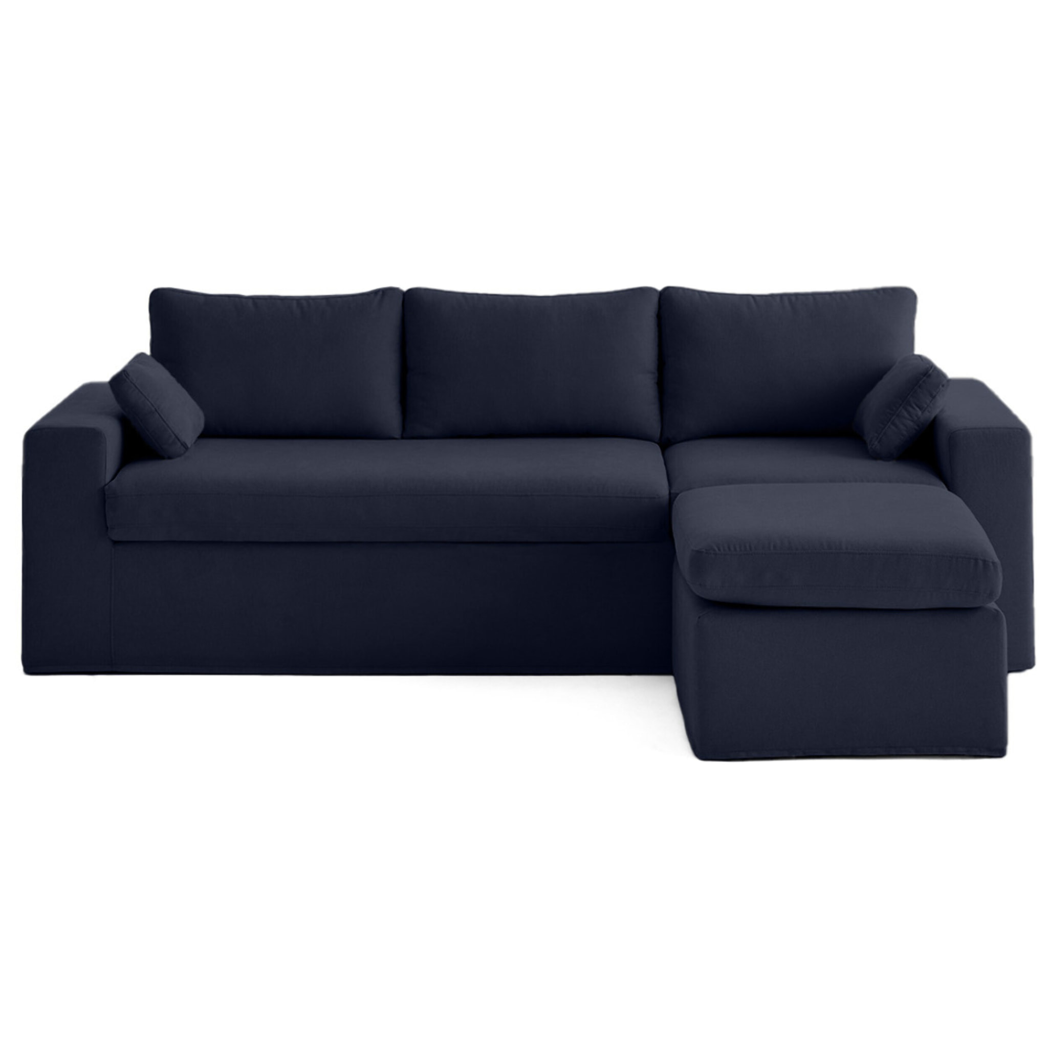 Housses en tissu pour canapé Calgary d'angle 3 places + 1 pouf - Bleu marine