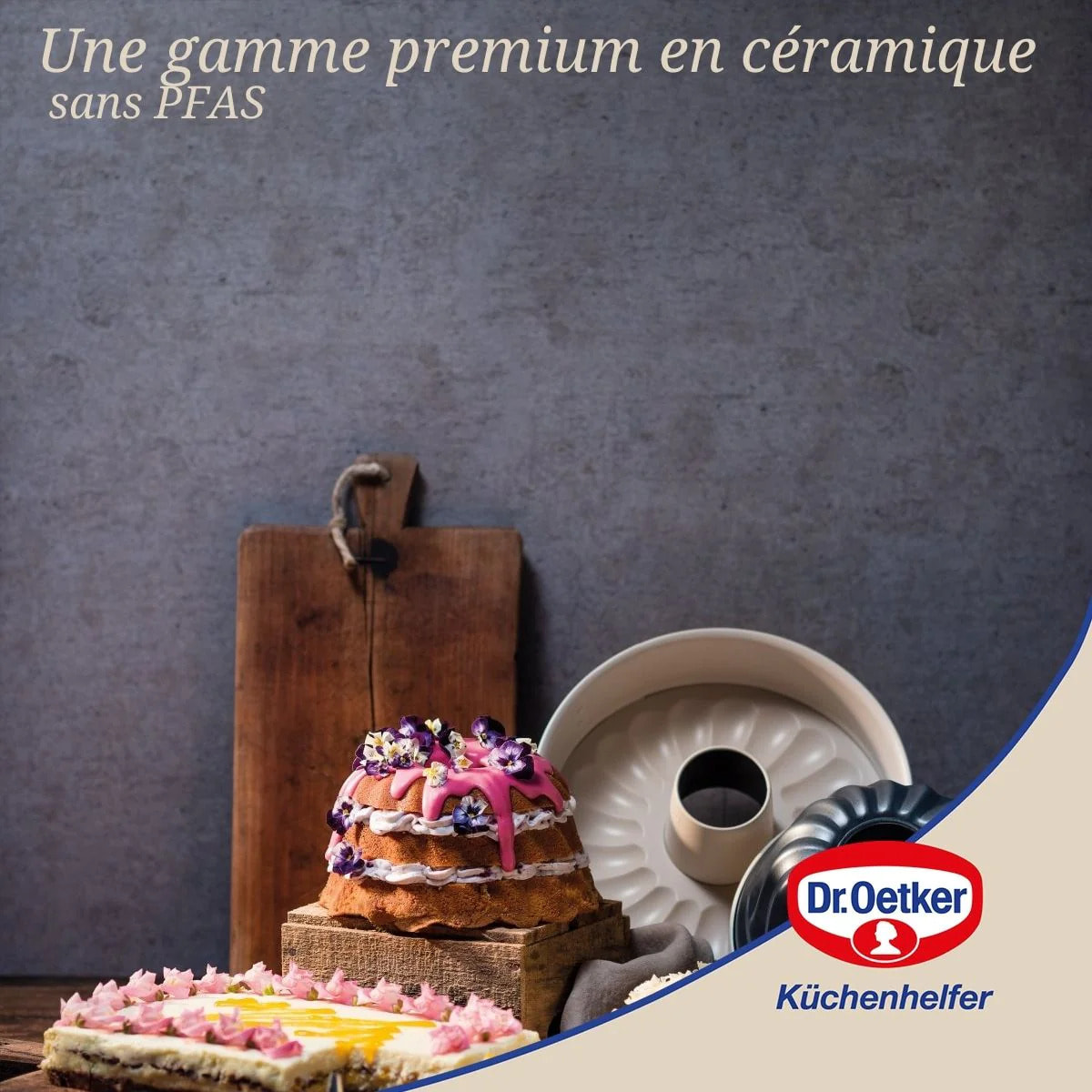 Moule à gâteau céramique et plat four 28 x 18 cm Dr Oetker Back Trend