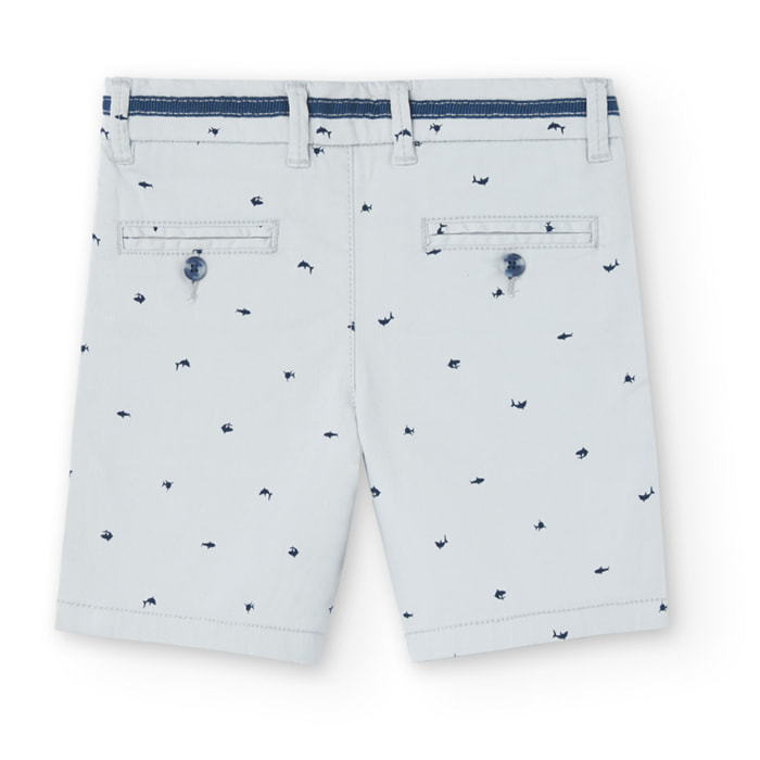 Bermudas niÃ±o, satÃ©n, estampado, color beige
