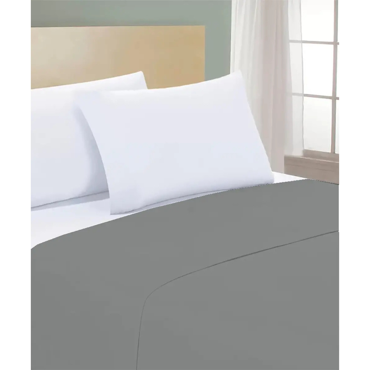 Lenzuolo superiore PERCALLE GRIGIO tinta unita per letto matrimoniale 100% Percalle di Cotone e Made in Italy