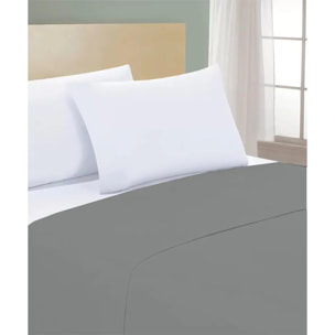 Lenzuolo superiore PERCALLE GRIGIO tinta unita per letto matrimoniale 100% Percalle di Cotone e Made in Italy