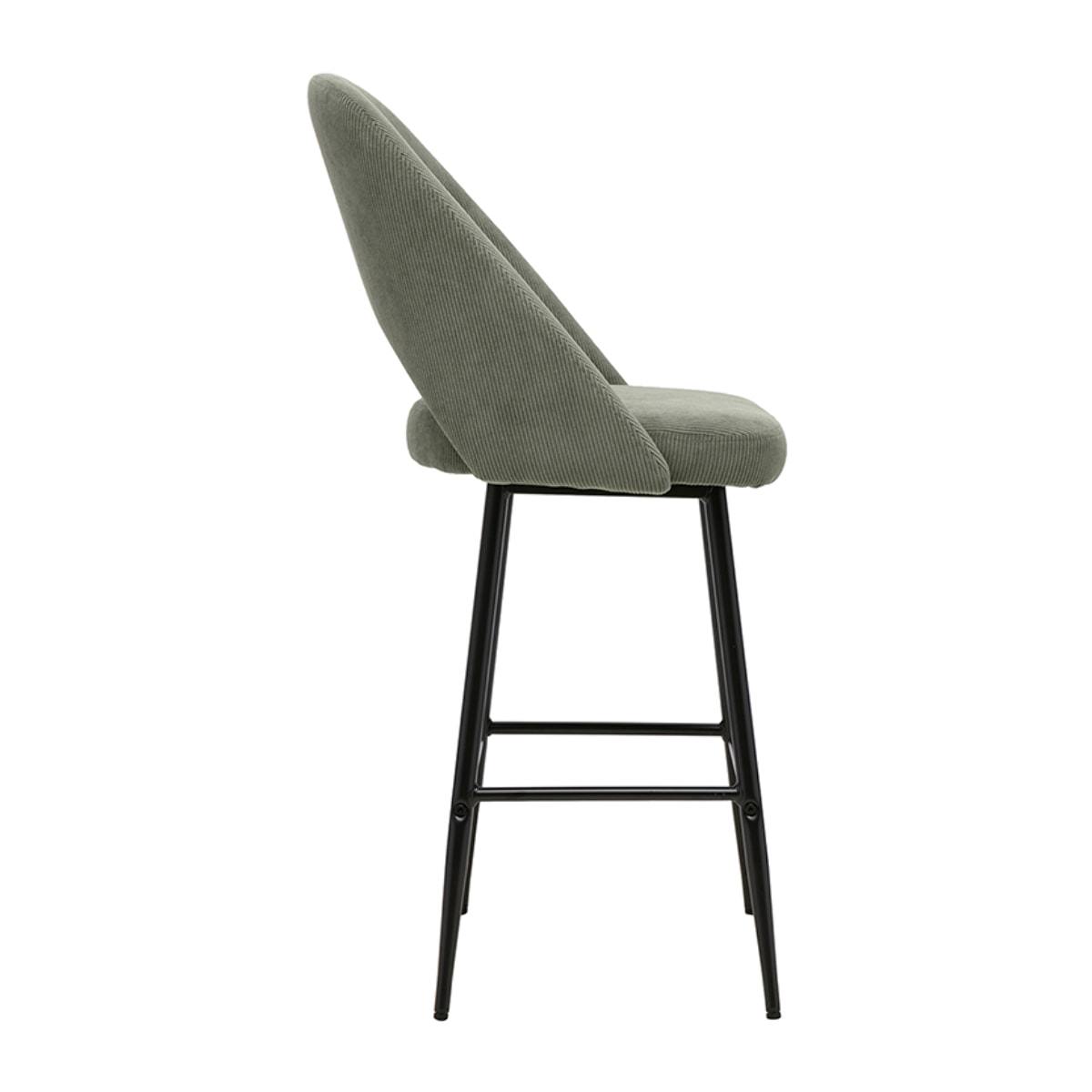 Tabourets de bar en tissu velours côtelé vert kaki H65 cm (lot de 2) COSETTE