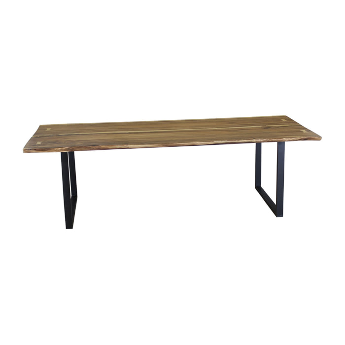 TABLE EN BOIS D ACACIA PIEDS EN MÉTAL NOIR 250X100X76CM-CALAO