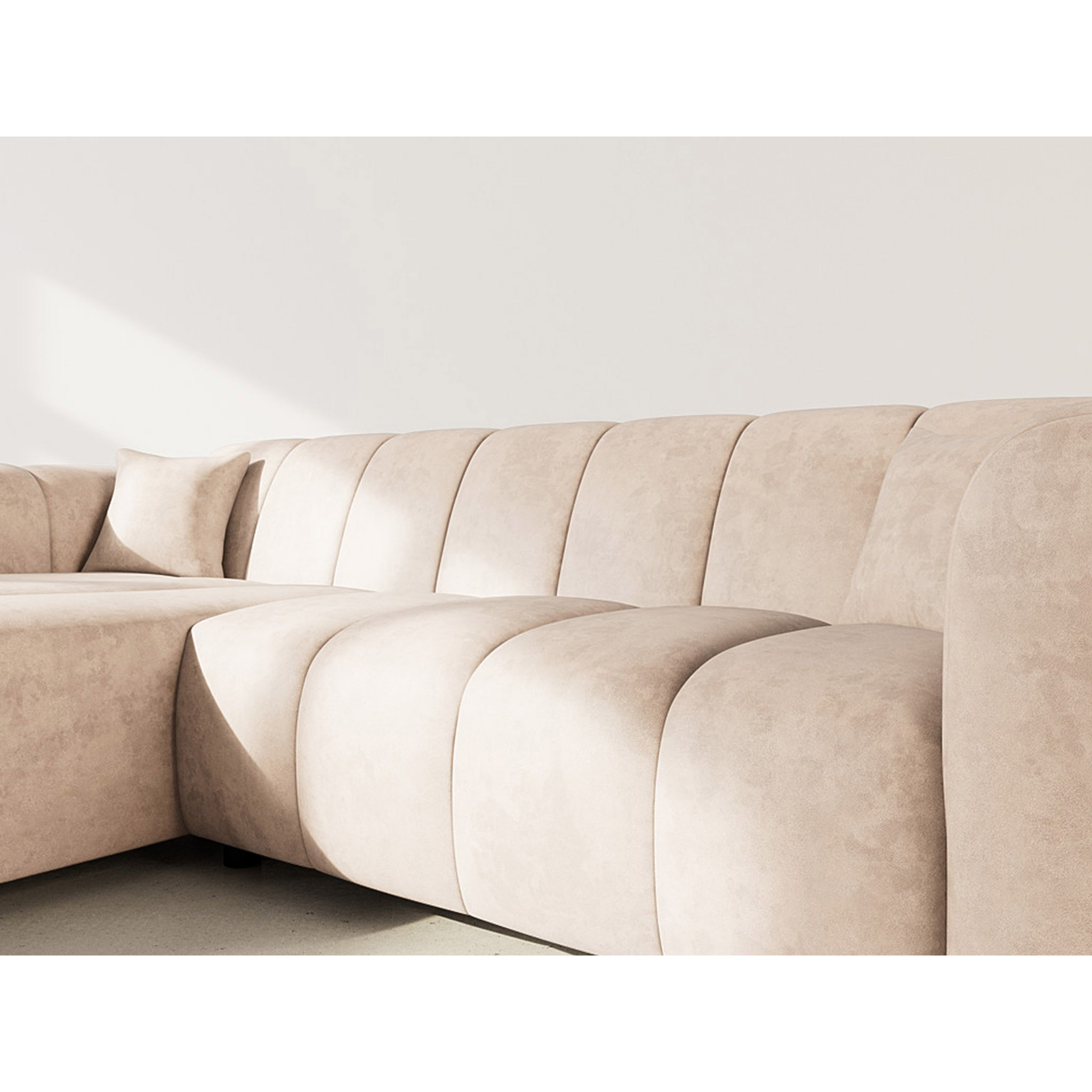 Curtis - canapé d'angle gauche 4 places en simili - Beige