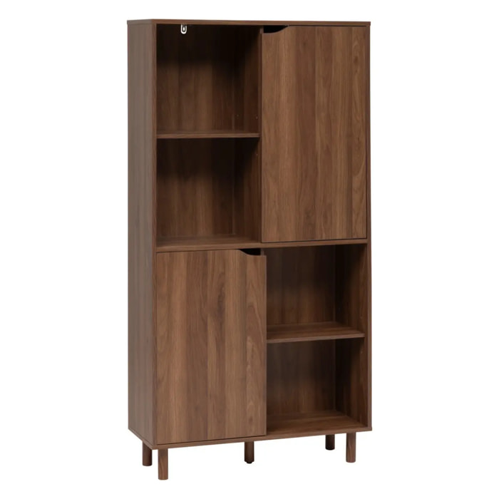 Bibliothèque 2 portes Slidy bois foncé