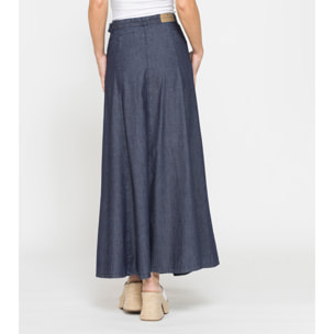 GONNA LUNGA MODELLO A PANNELLI IN DENIM LEGGERO 7oz