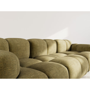 Grace - canapé modulable 3 places en velours texturé - Vert Olive