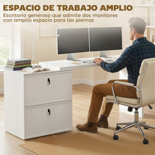 Escritorio Reversible en Forma de L, Mesa de Escritorio con 2 Cajones Archivadores, Diseño Moderno para Espacios Pequeños, Oficina en Casa, Blanco