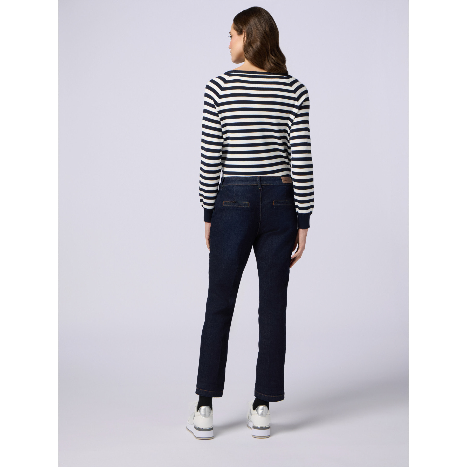 Oltre - Vaqueros chinos en denim desgastado - Azul