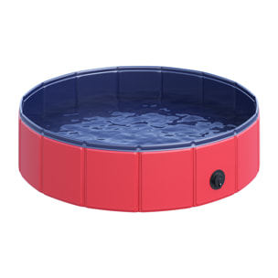 PawHut Piscina Plegable para Perros Gatos Bañera Portátil para Mascotas PVC Antideslizante Múltiples Usos para Interiores y Exteriores Ø80x20 cm Rojo