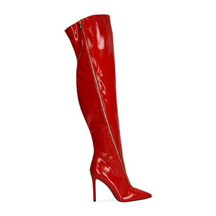 Stivali overknee rossi in naplack, tacco 10,5 cm