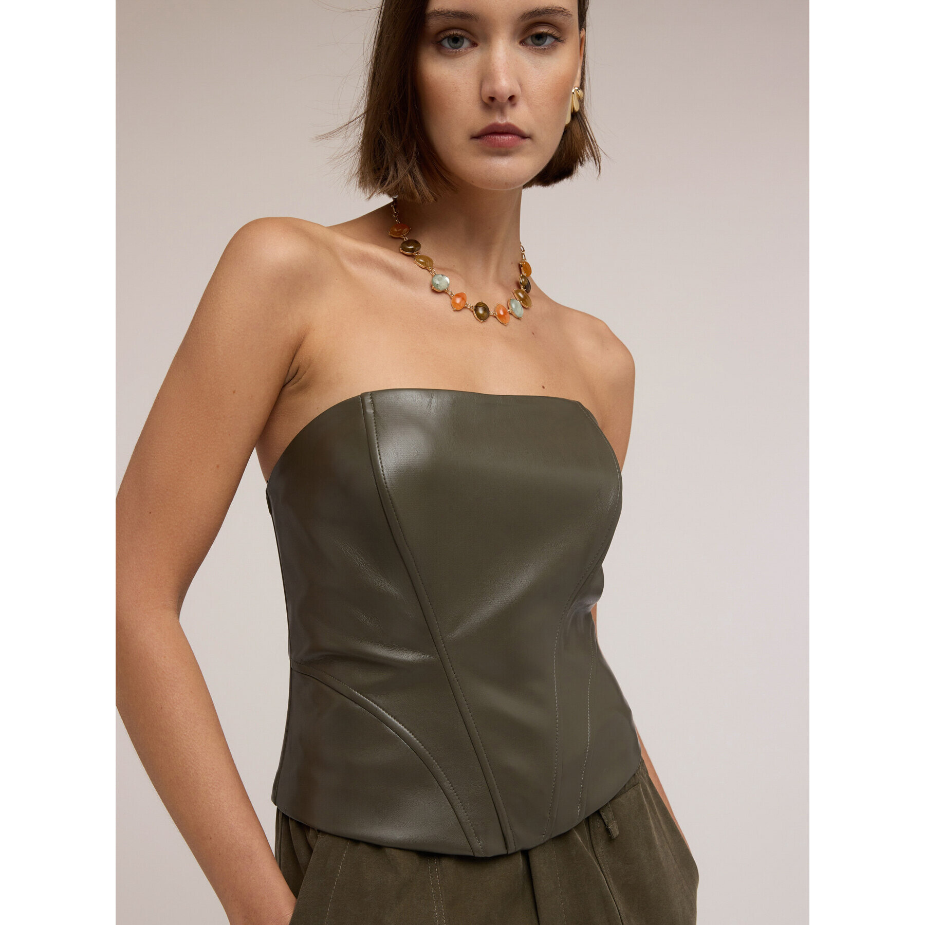 Motivi - Top bustier estructurado - Verde militare