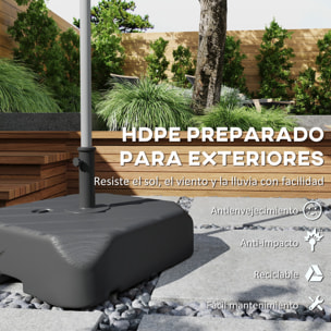 Base para Sombrilla con Ruedas, Soporte de Parasol de HDPE, Pie para Sombrilla con Postes Ø38 mm, Ø48 mm, Rellenable de Arena 72 kg o Agua 45 Litros, con Asa Telescópica, para Jardín, Negro