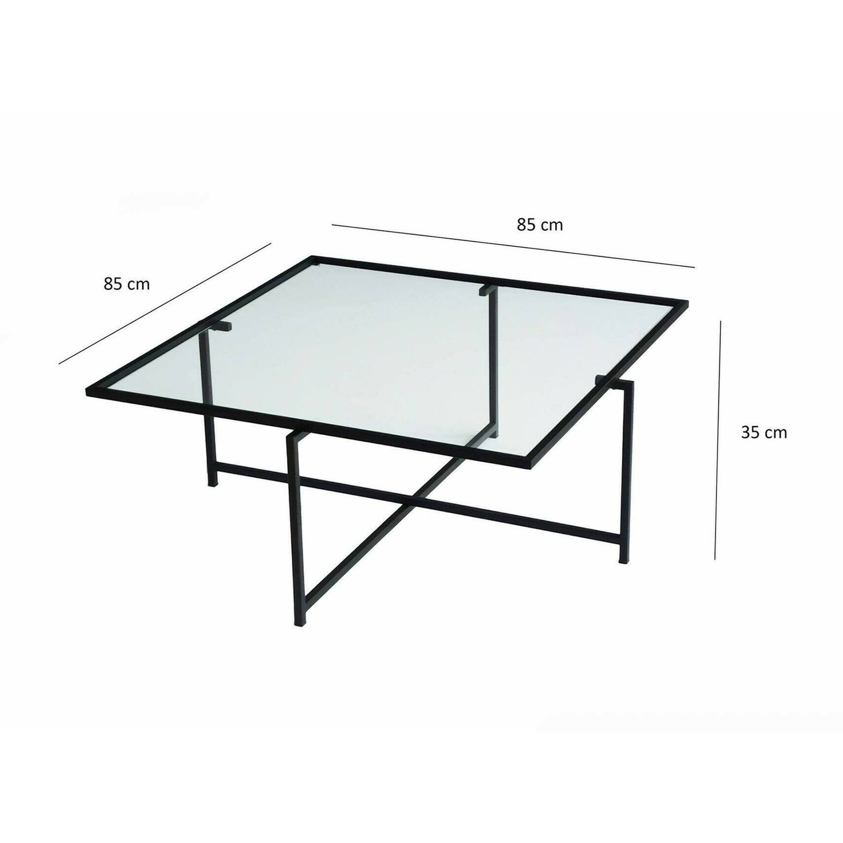 Tavolino da salotto Mascate, Tavolo basso da caffè, Portariviste per divano, Ripiano da soggiorno, 85x85h35 cm, Nero