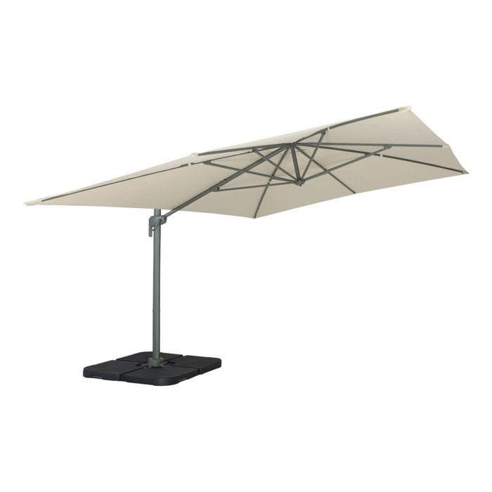 Parasol déporté rectangulaire 3x4m – Antibes – écru – parasol déporté. inclinable. rabattable et rotatif à 360°