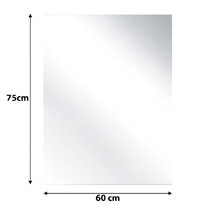 Specchio Rettangolare Filolucido Con Vetro Da 5 mm Bordi a 90&deg; Installazione Verticale e Orizzontale Reversibile Con Pellicola Antiesplosione e Ganci Inclusi Design Moderno Per Bagno E Casa 60 X 75 Cm