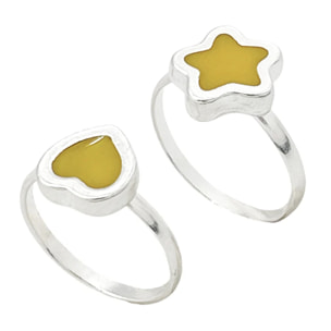 Pareja anillos Colors en plata 10µm y color mostaza