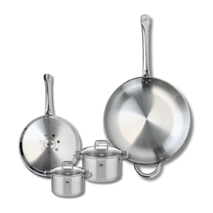 Ensemble de 2 Poêles de cuisson 24 et 32 cm et 2 faitouts 12 et 14 cm Elo Profi Citrin