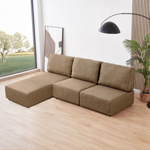 Sofá modular con chaiselongue 3 plazas Cubiq Beige