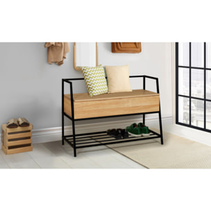 Banc coffre Timéo bois et pieds noirs L100cm