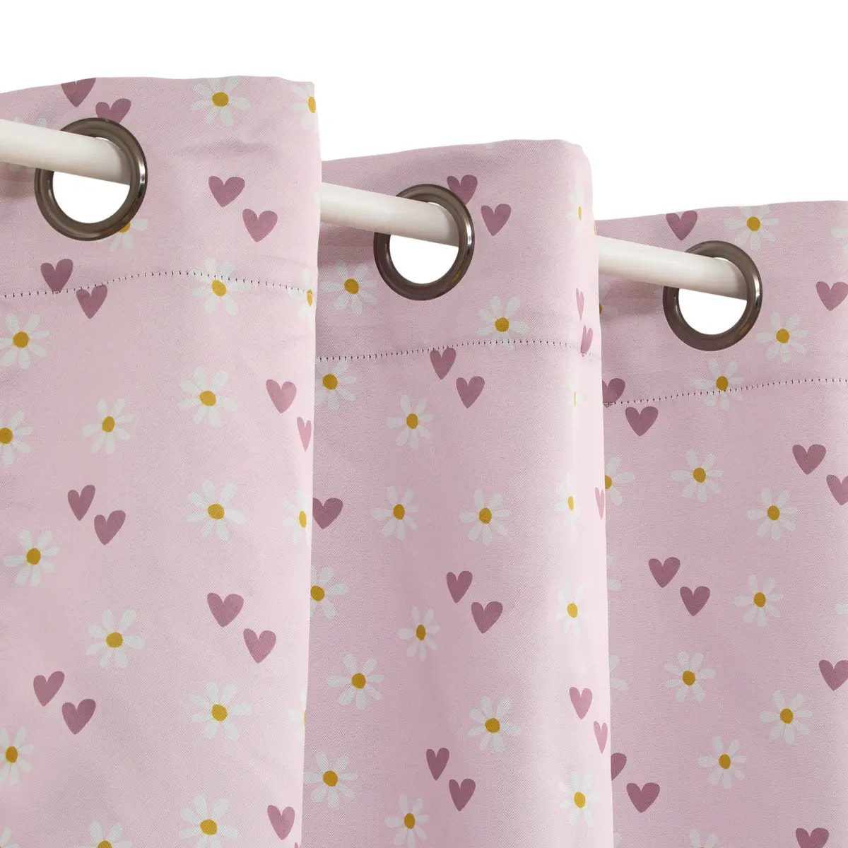 Rideau occultant enfant Billie 140x260cm rose motif coeurs