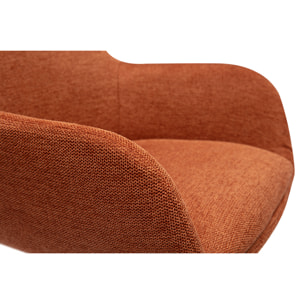 Tabourets de bar pivotants 360° en tissu effet velours texturé terre brûlée et métal H65.5 cm (lot de 2) ALESS