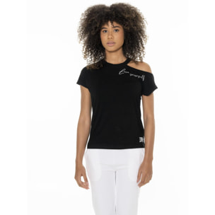 T-shirt monospalla da donna Leone Black'n White
