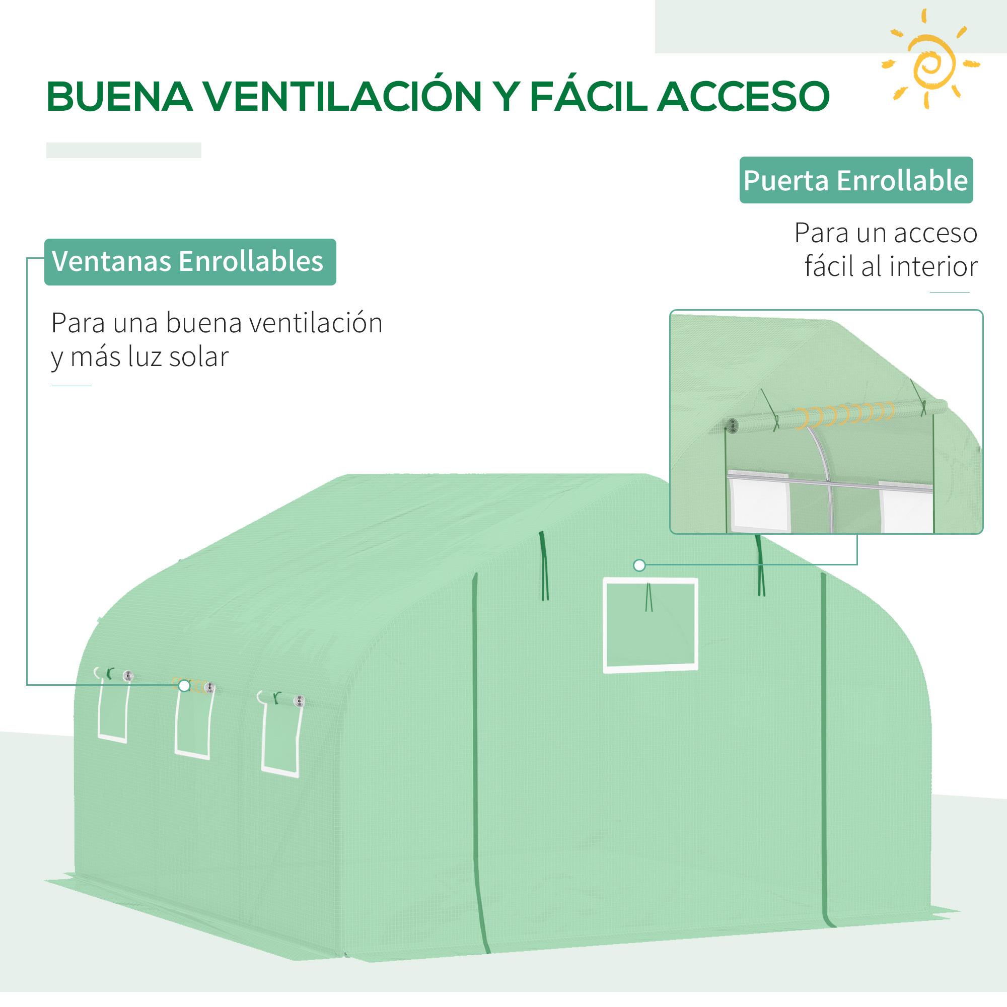 Cubierta de Repuesto Invernadero de Túnel 350x300x200 cm con 7 Ventanas y Puerta