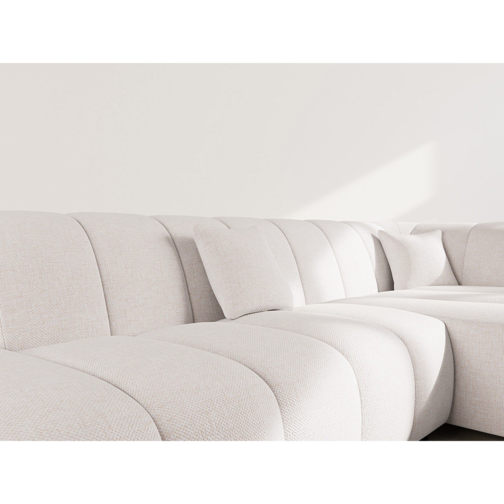 Curtis - canapé d'angle droit 4 places sans accoudoir en tissu texturé - Beige