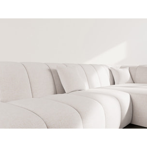 Curtis - canapé d'angle droit 4 places sans accoudoir en tissu texturé - Beige