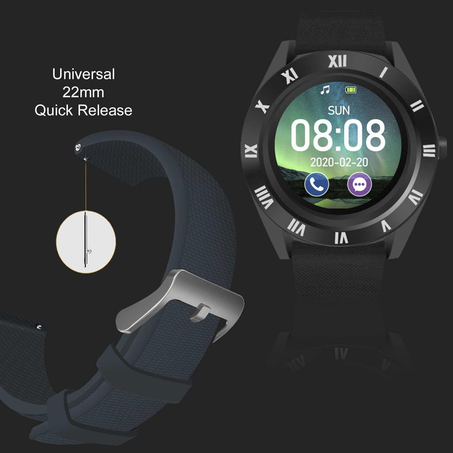 Smartwatch M11 multifunzione con fotocamera, contapassi, avviso di chiamate, notifiche. App per Android. Opzione SIM e micro SD.