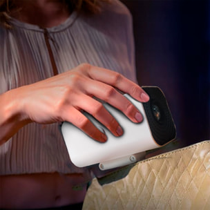 Mini proiettore LCD regolabile 180º. Wifi 6, duplicazione dello schermo, 1080p con proiezione fino a 300 pollici e messa a fuoco manuale.