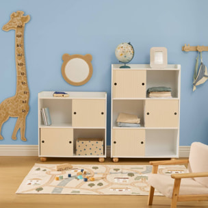 Meuble de Rangement Enfant Bouli 2 portes 2 Cases Beige 69,5x30x71 cm