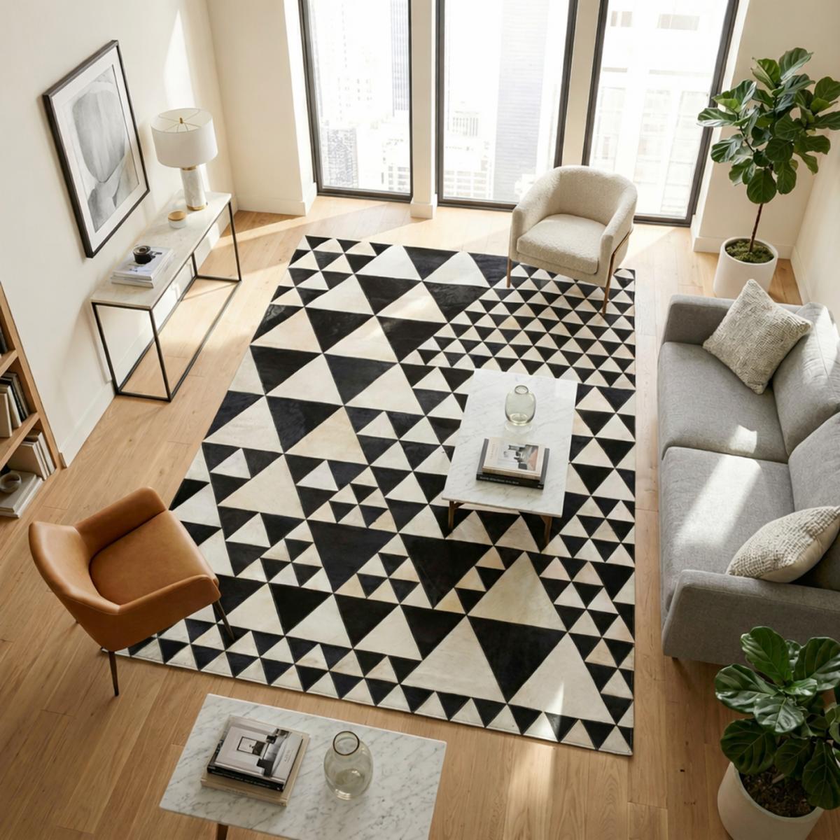 Tapis en cuir assemblé et cousu à la main NUGU