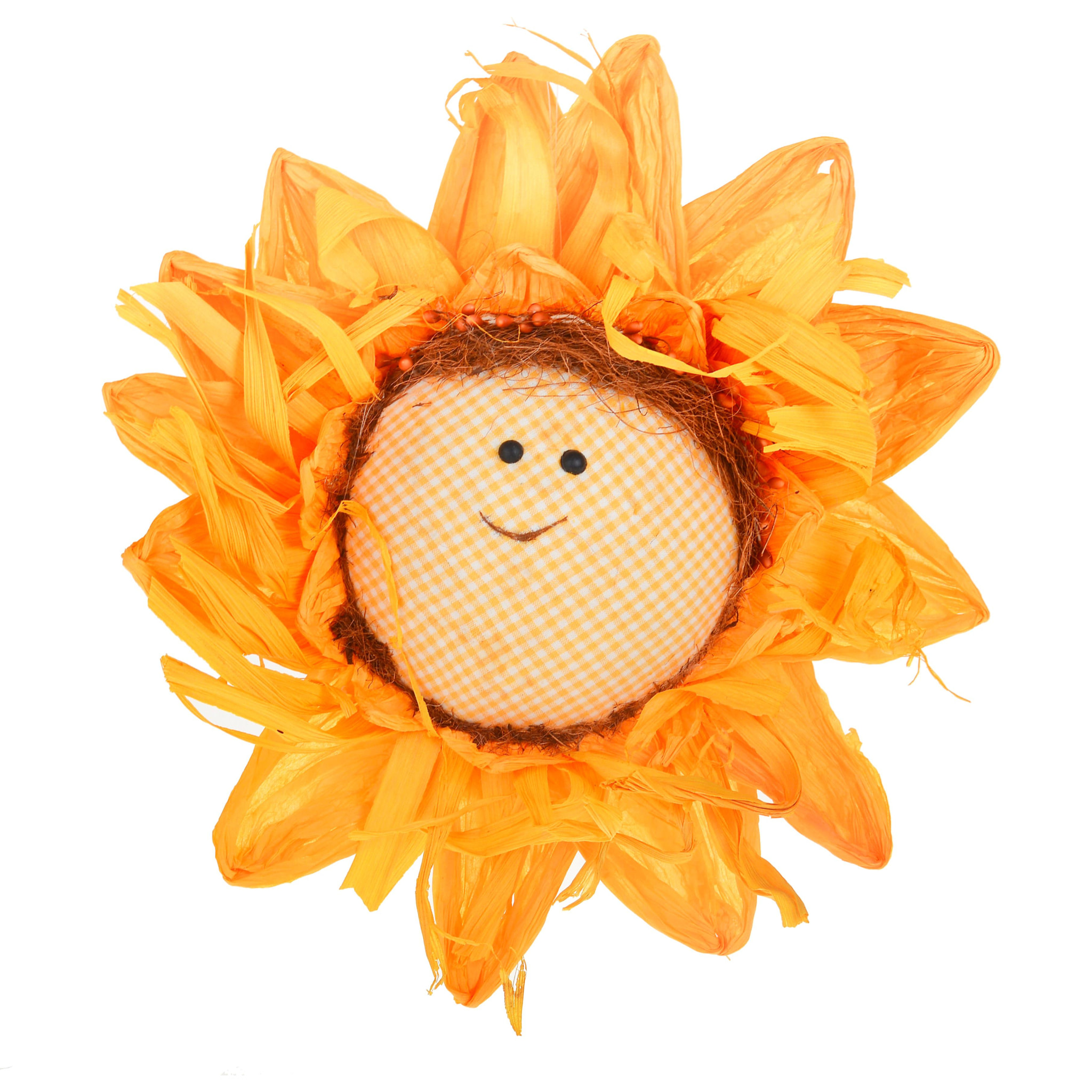 Girasole Con Faccina. Larghezza 35 Cm - Pezzi 3 - 35X8X35cm - Colore: Giallo - Bianchi Dino - Fiori E Soggetti Da Appendere