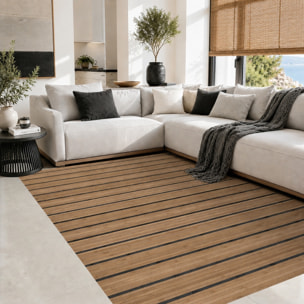 Tapis BAMBOO COOL Lignes Naturel-Noir