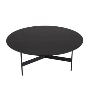 DALY - Table basse ronde noire 78x78cm piètement métal