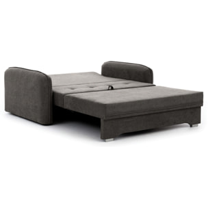 Michelle - canapé droit 3 places convertible avec coffre en velours - Gris foncé