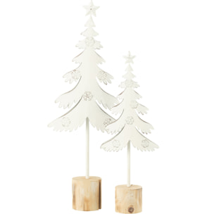 J-Line décoration Sapin Sur Pied + Étoile - métal - blanc - large