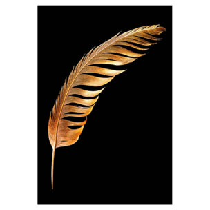 Affiche encadrée plume dorée sur fond noir Affiche + cadre en métal - Noir