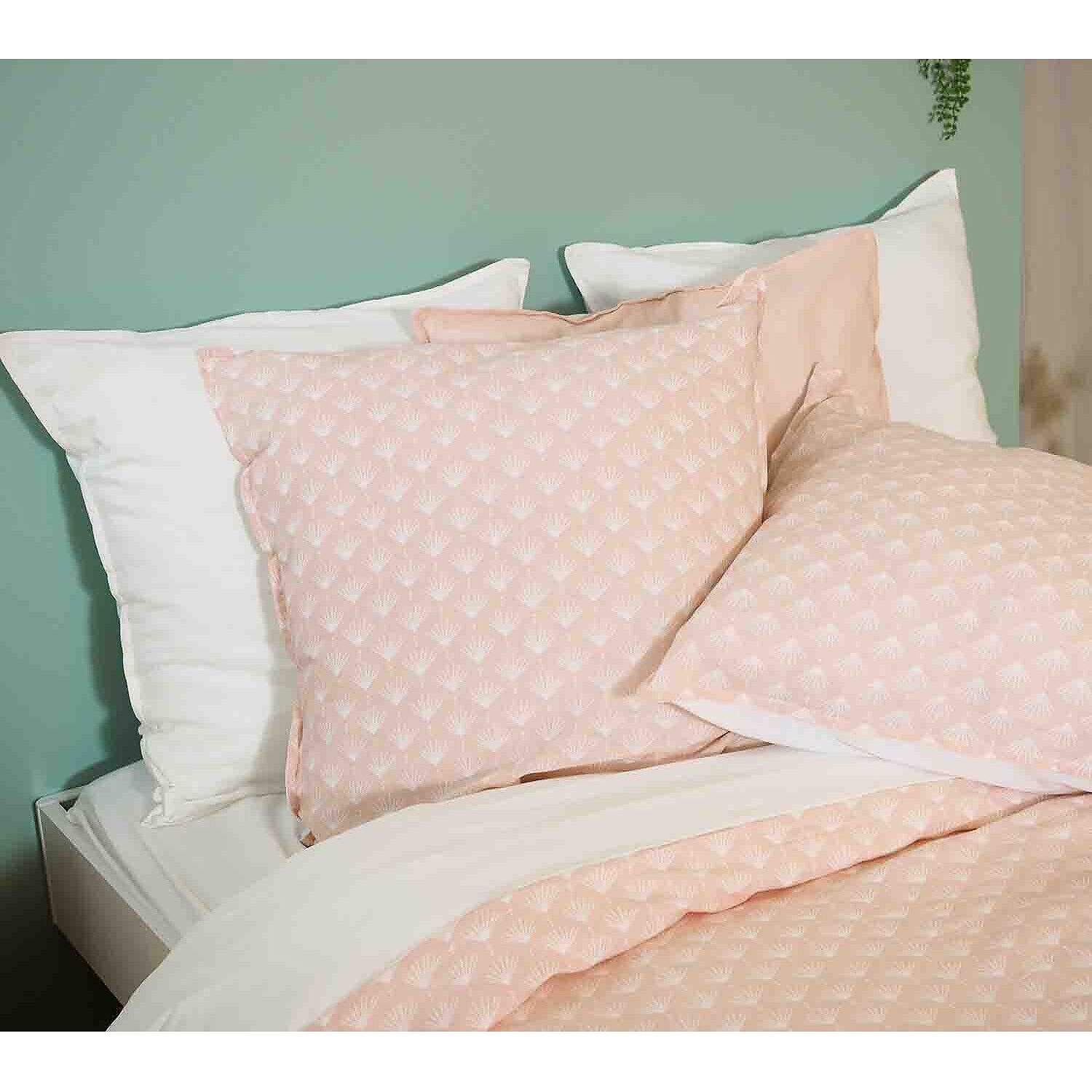 Parure housse de couette lin/coton rose