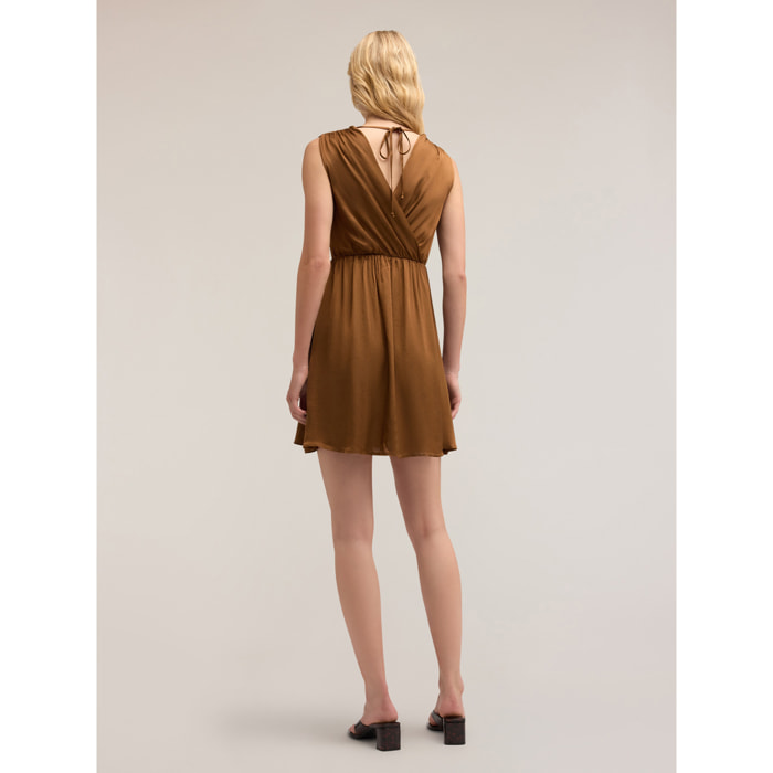 Motivi - Vestido corto de satén - Marrón