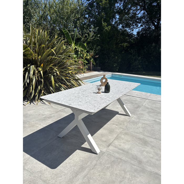 ABELLA - Table de jardin 8 places - Blanc