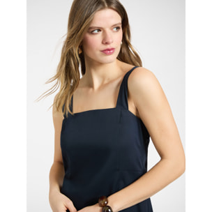 Elena Mirò - Vestido largo de raso mezcla algodón - Azul