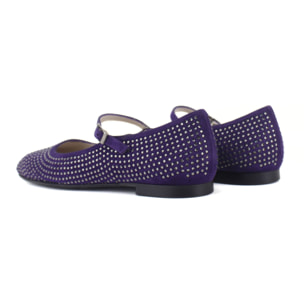 Bailarina de ante color violeta con strass