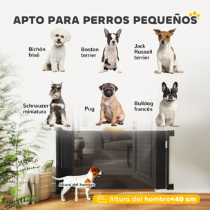 Barrera de Seguridad para Perros Retráctil 0-136 cm Puerta para Perros Pequeños Extensible con Interruptor de Cierre Red de Seguridad para Pasillos Escaleras Interiores y Exteriores