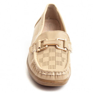 Mocasines de Cuña - Beige - Altura: 5 cm