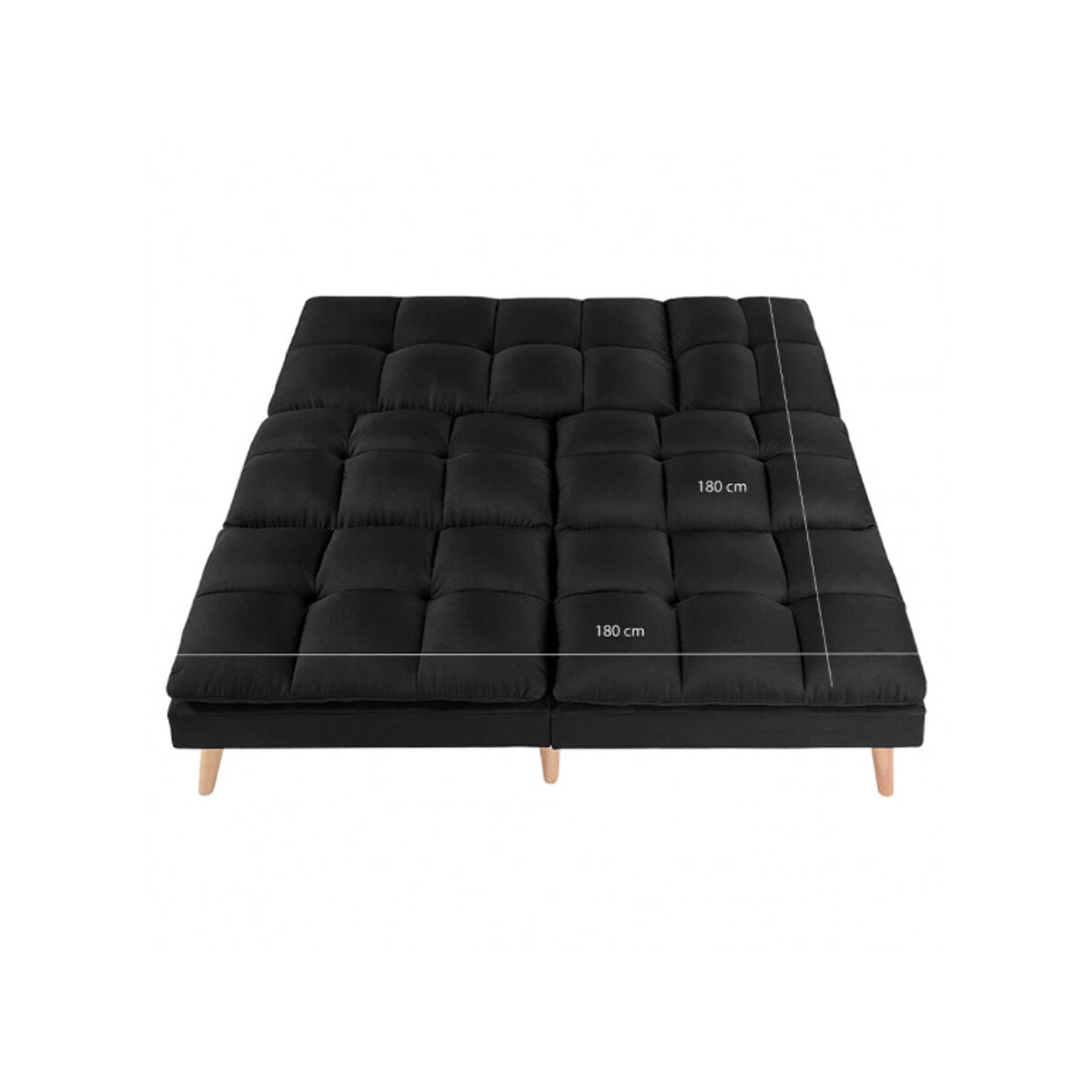 Canapé banquette d'angle convertible en tissu capitonné noir - CASSIE