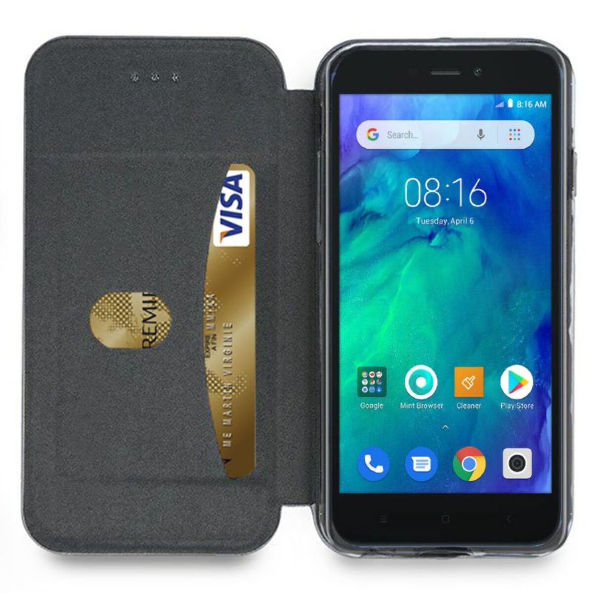 Pack IBROZ Xiaomi Redmi Go Etui cuir noir
